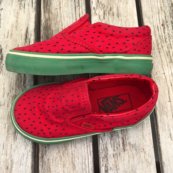 Vans Watermelon Red Slip On Shoes- Toddler - Picture 2 of 6